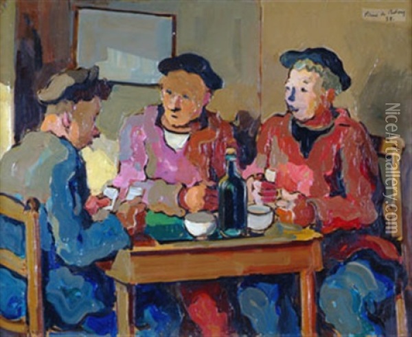 La Partie De Cartes Oil Painting - Pierre De Belay