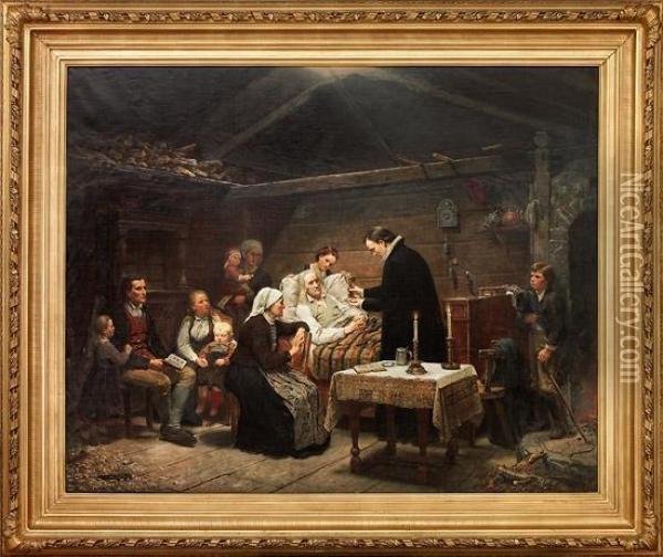 Sognebud 1863 Oil Painting - Adolphe Tidemand