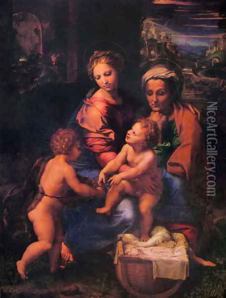 The holy family 2 Oil Painting - Raphael