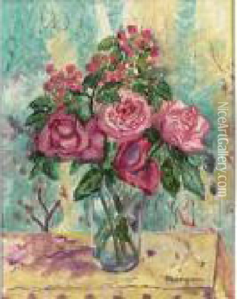 Petit Vase De Roses Oil Painting - Henri Charles Manguin