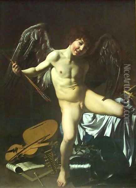 Victorious Cupid Oil Painting - Michelangelo Merisi Da Caravaggio