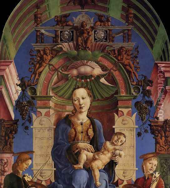 Madonna with the Child Enthroned (detail) 1474 Oil Painting - Cosme Tura