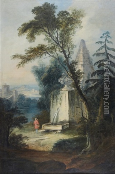 Berger Pres D'une Fontaine Oil Painting - Nicolas-Jacques Juliard