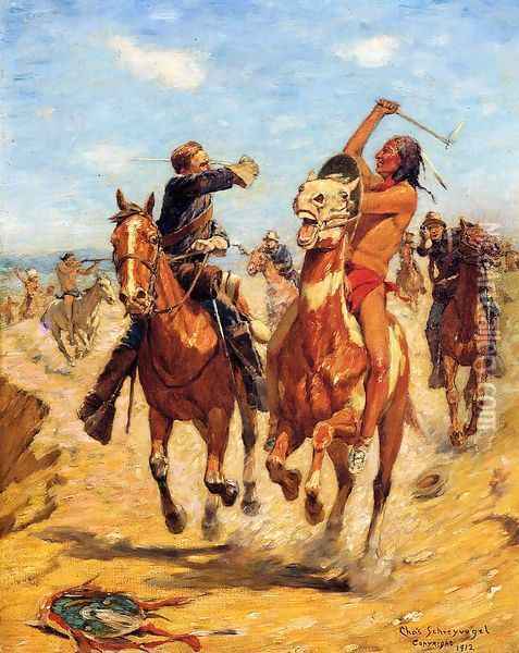 The Duel Oil Painting - Charles Schreyvogel