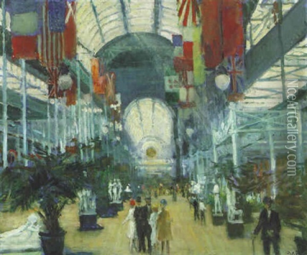The Interior Of Crystal Palace Oil Painting - Jacques-Emile Blanche