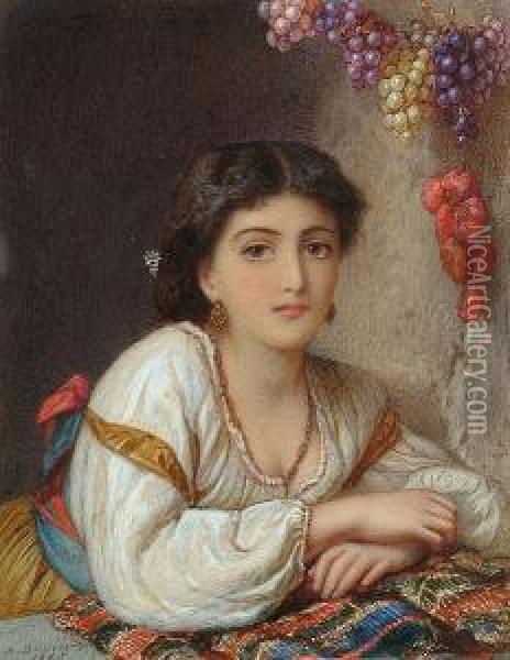 Portrait Of An Italian Girl Oil Painting - Agnes Rose Bouvier