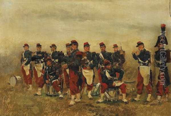 Soldiers Oil Painting - Edouard Jean Baptiste Detaille