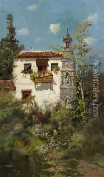 Hillside Villa Oil Painting - Jose Maria Jardines