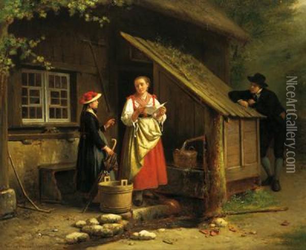 Arrivo Della Visita Oil Painting - Theodore Bernhard De Heuvel