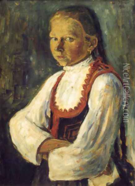 Szekler Girl 1913 Oil Painting - Istvan Nagy