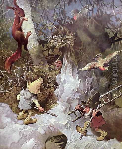 Gnomes Oil Painting - Heinrich Schlitt