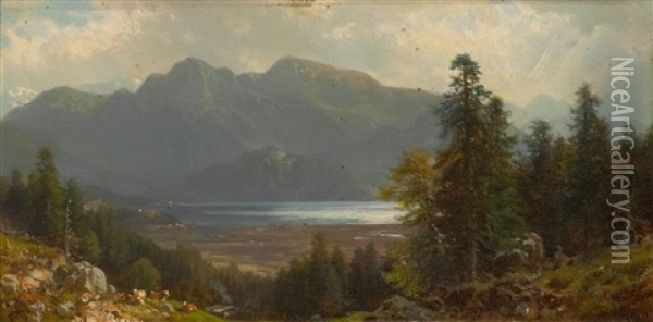 Blick Auf Den Kochelsee Oil Painting - Ludwig Sckell