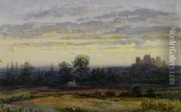 Sunset With Castle Oil Painting - William James Muller