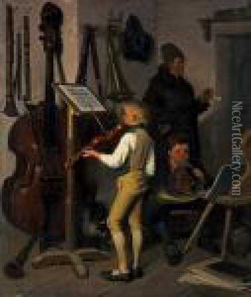 Die Musikstunde Oil Painting - Anton Alexander von Werner
