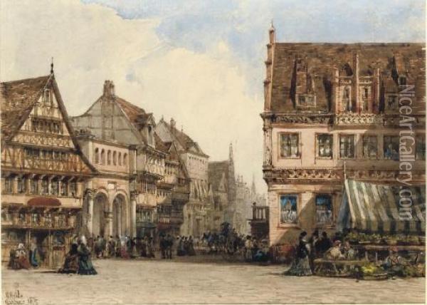 A Street In Hanover, Germany Oil Painting - William Wyld