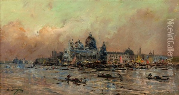 Vue De Venise Oil Painting - Edouard-Jacques Dufeu
