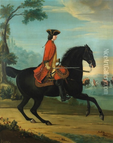 Equestrian Portrait Of General Hawley Oil Painting - David Morier