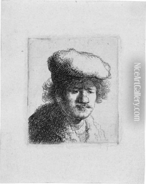 Selbstbildnis Mit Der Uberhangenden Kappe Oil Painting - Rembrandt Van Rijn