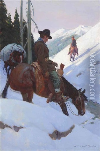 Going In, The Bear Hunters Oil Painting - William Herbert Dunton