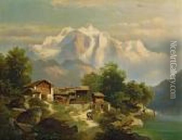 Gehoft Im Gebirge Oil Painting - Franz Barbarini