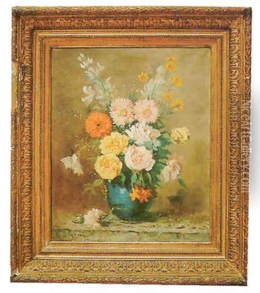 Nature Morte Au Bouquet De Fleurs Oil Painting - Louis Morin