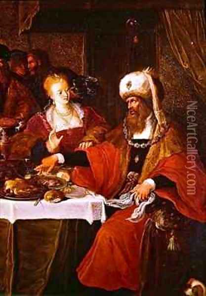 Herod and Herodias at the Feast of Herod Oil Painting - Frans I Francken