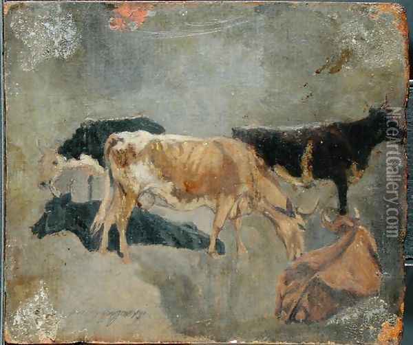 Study of Five Horned Cattle Oil Painting - John Constable