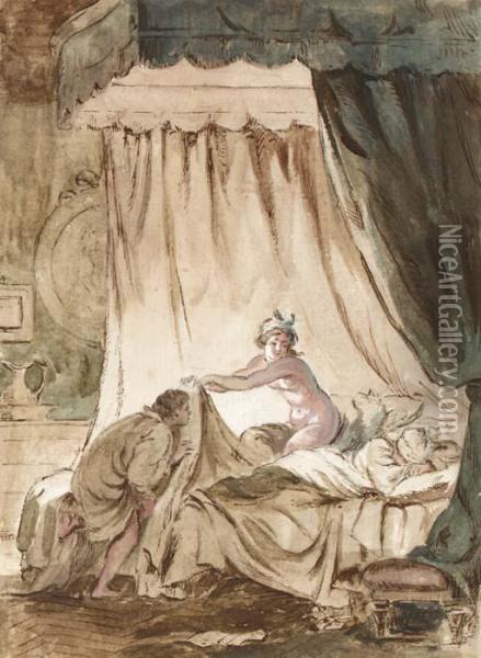 Scene From Joconde By Jean De La Fontaine Oil Painting - Jean-Honore Fragonard