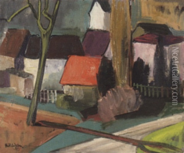 Dorf Oil Painting - Hubert Weber