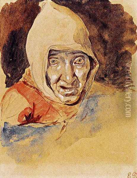Head of an elderly woman Oil Painting - Eugene Delacroix