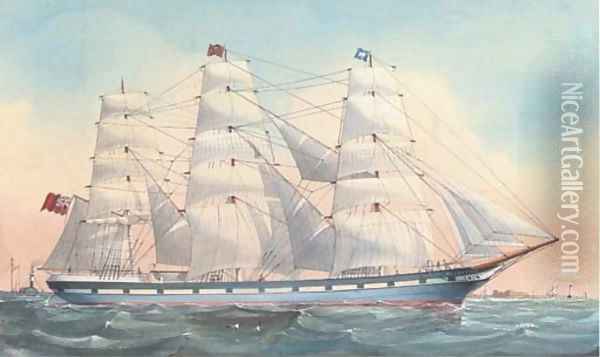 The Wavertree under full sail off the Perch Rock Fort, Liverpool Oil Painting - English School