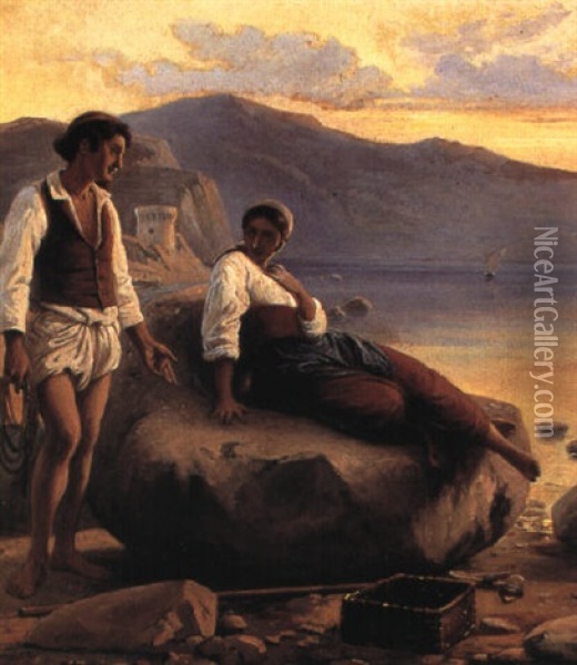 Fra Ischia Oil Painting - Wilhelm Nicolai Marstrand