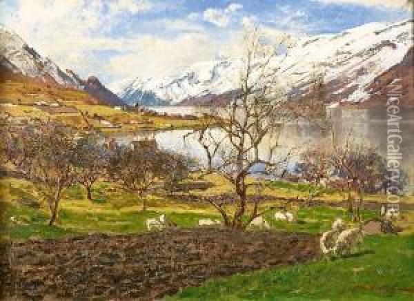 Ullensvang I Hardanger Oil Painting - Otto Sinding