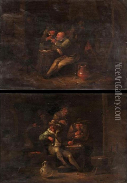 Tavern Interiors Oil Painting - Egbert Ii Van Heemskerck
