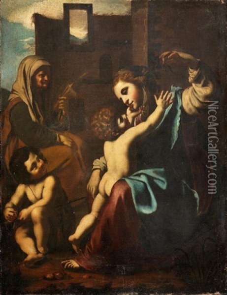 The Madonna And Child With Saint Elizabeth And The Infant Saint John The Baptist Oil Painting - Antiveduto Grammatica