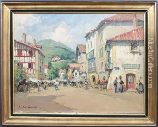 Village Dans Le Pays Basque Oil Painting - Paul Emile Lecomte