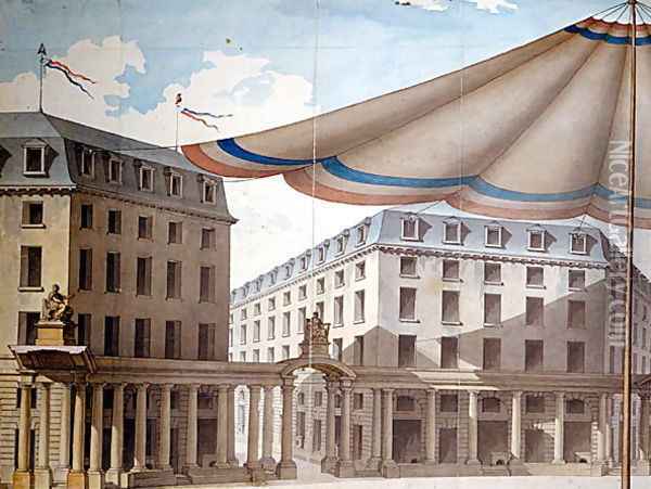 Design for decorating the Place de lOdeon for a revolutionary fete, 1790 Oil Painting - Charles de Wailly