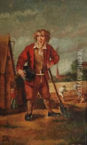 Farm Labourer Oil Painting - David The Younger Teniers