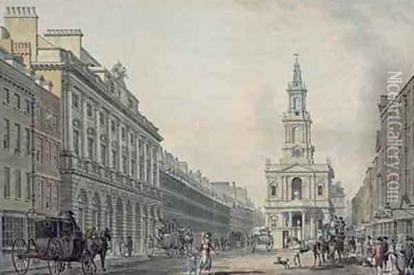 The Strand with Somerset House and St Marys Church Oil Painting - Thomas Malton, Jnr.