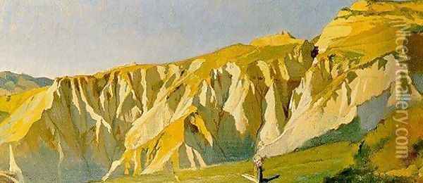 Cliffs of Volterra Oil Painting - Elihu Vedder