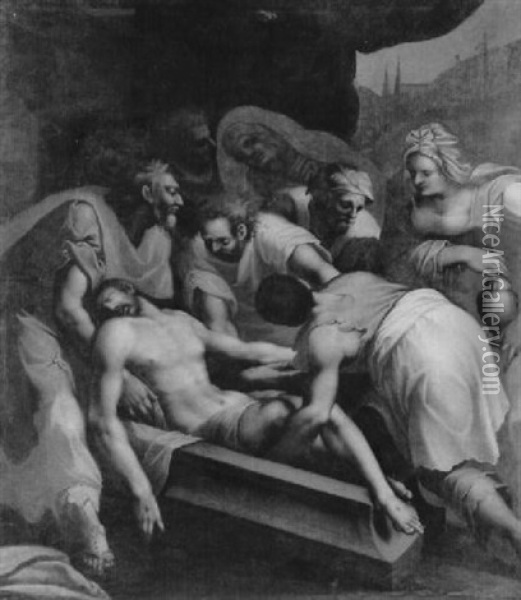 La Mise Au Tombeau Oil Painting - Giovanni Francesco (il Nosadella) Bezzi