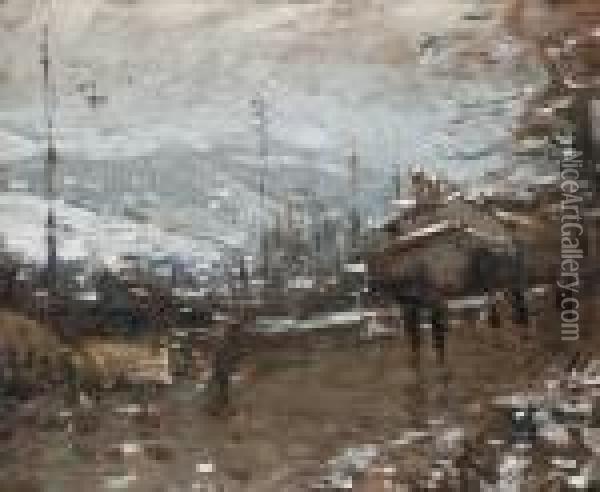 Paysage De Montagne Sous La Neige Oil Painting - Pierre Eugene Montezin