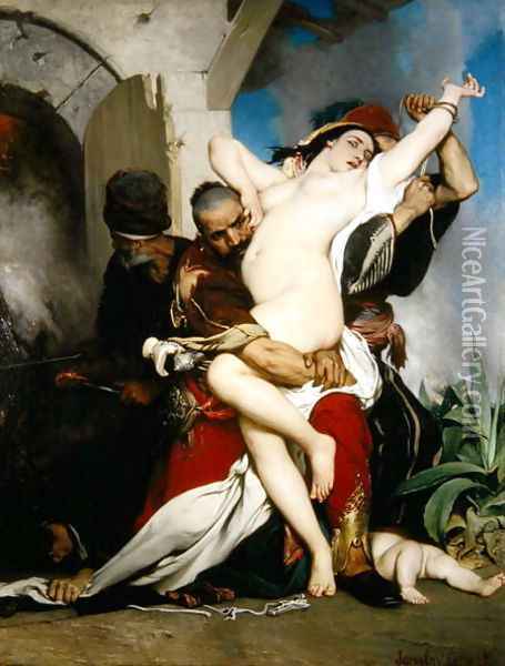 The Abduction of a Herzegovenian Woman, 1861 Oil Painting - Jaroslav Cermak