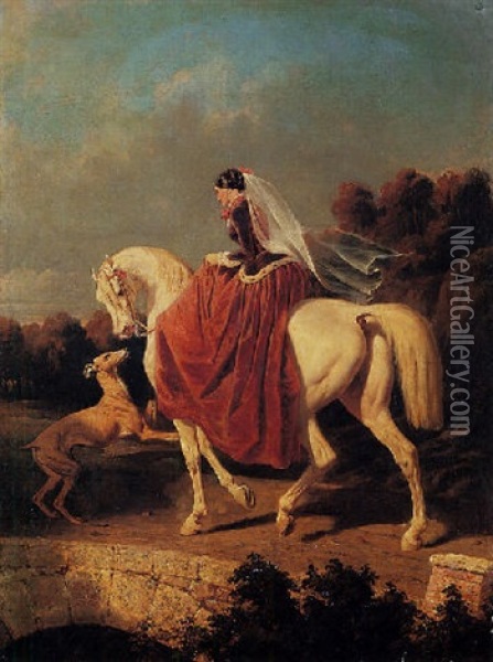The Amazone Oil Painting - Alfred De Dreux