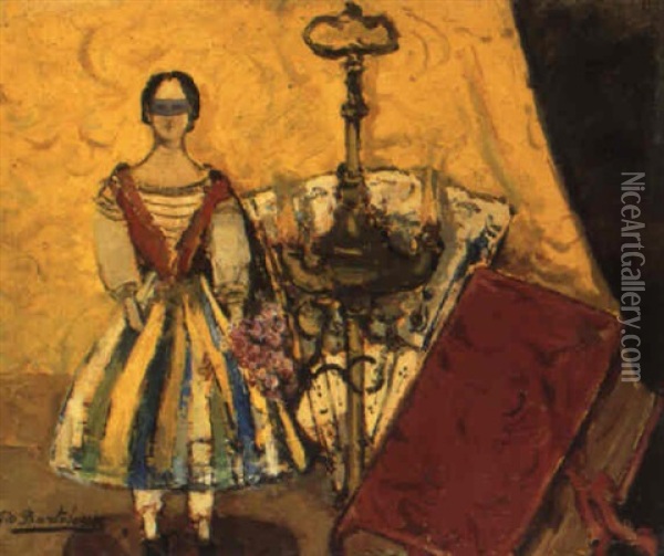La Lucernina Oil Painting - Giovanni Bartolena