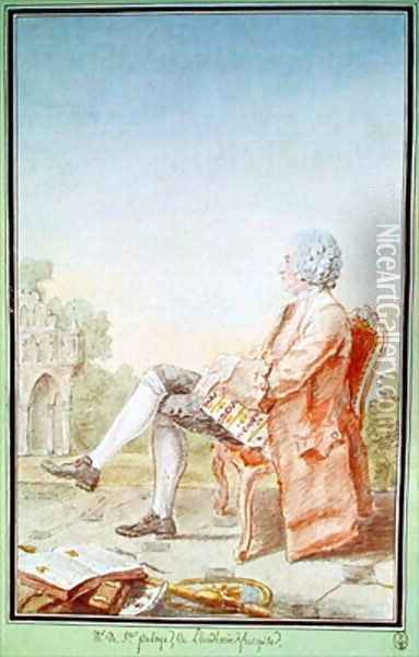 Jean Baptiste de La Curne de Sainte Palaye 1697-1781 of the French Academy Oil Painting - Louis Carrogis Carmontelle