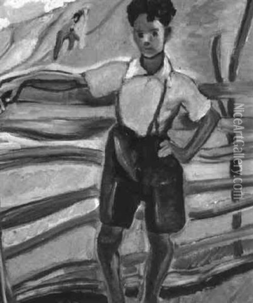 Boy At Fence Oil Painting - Prudence (Efa P.) Heward