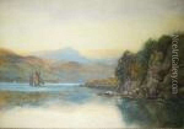 Evening On Themawddach, West Wales Oil Painting - William Joseph Wadham