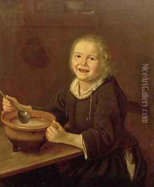 Boy eating Porridge Oil Painting - Reynier Fransz Hals