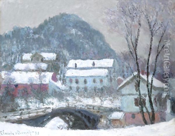 Sandviken, Norvege, Effet De Neige Oil Painting - Claude Oscar Monet